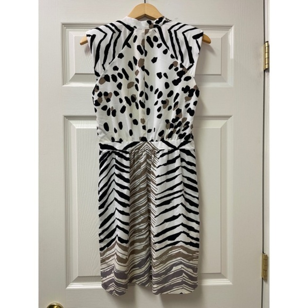 Bebe Ruffle Front Animal Print‎ Dress Size Small Zebra Leopard Mixed Print - Picture 11 of 17